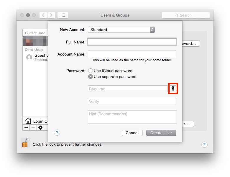 The key icon is to be clicked to launch Password Assistant.